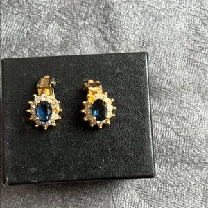 Elegant Gold and Blue Earrings